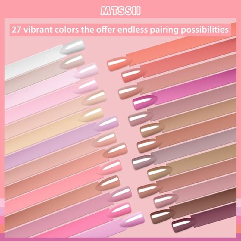 MEET ACROSS 27PCS Gel Nail Polish Set,27 Colors Gel Nail Kit Art Design Soak Off UV LED,Nail Art Design Gifts for Women