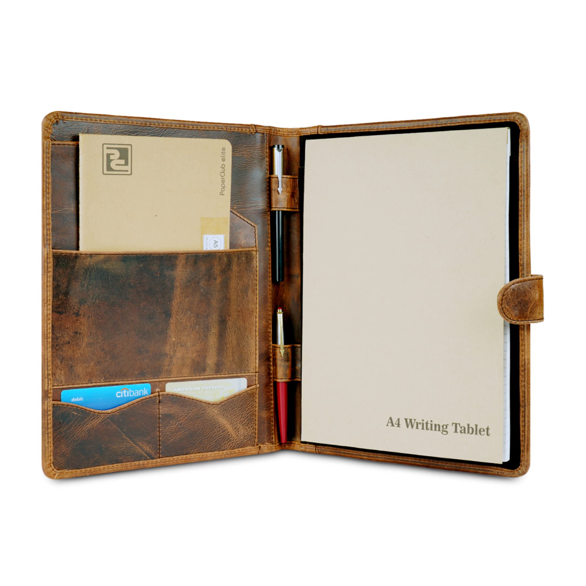 CestAntiQ, Leather Padfolio Legal Pad Portfolio Organizer | Handmade Executive Notebook Binder | Heavy Duty Full Grain Cow Hide Resume Interview Folio for Men Women :: Dark Brown, ?13''x10'' inches