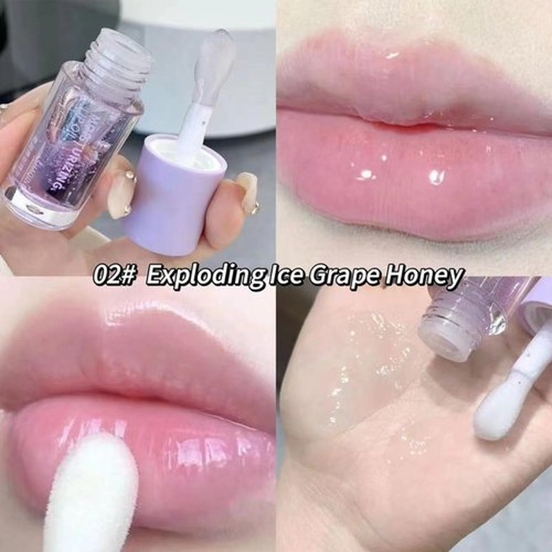 4pcs Hydrating Lip Gloss, Fruit Flavoured Plumping Lip Oil, Nourishing Glossy Transparent Lip Balm, Moisturizing Tinted Toot Lip Balm for Dry Lips 0.48 OZ