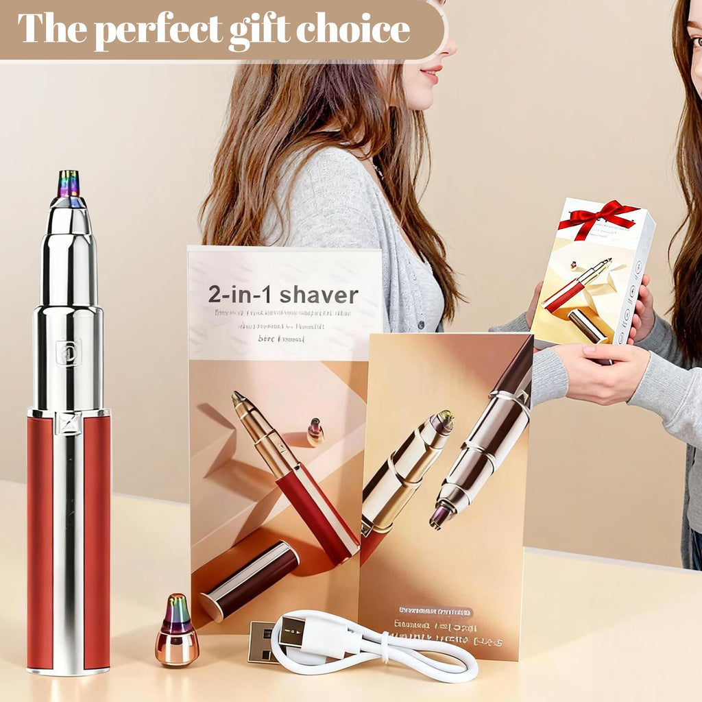 Nizzarra Womens Eyebrow Trimmer Rechargeable Upgraded 2-in-1 Portable Electric Eyebrow Trimmer & Nose Hair Remover Black Waterproof Eye Brow Razors Electric with USB Charging