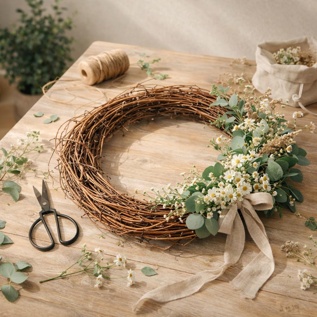 Twig Garland: 15.7ft Natural Grapevine Spring Wreaths for Front Door, Backdrop Hanging Vine for DIY Crafts Christmas Easter Valentines Day Wedding Party Home Decor