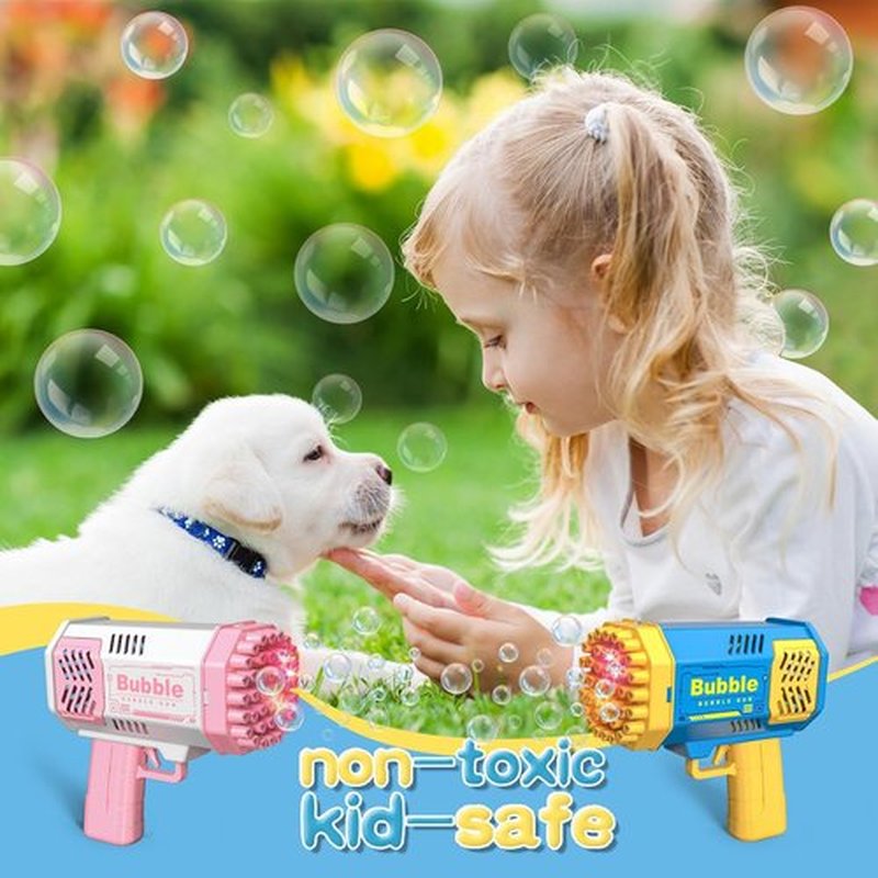 LUSJNGE Bubble Gun - 40-Hole Light Up Bubble Machine with 2 Refill Bottles | Fun Party Favors for Kids 1-8