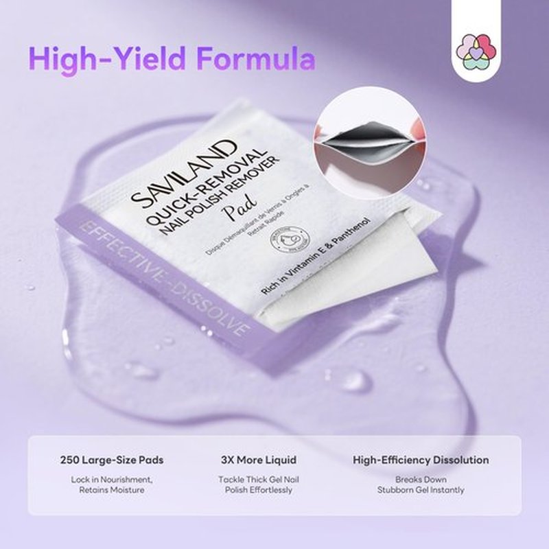 SAVILAND Advanced Gel Nail Polish Remover Pads: 250Pcs Gel Nail Polish Remover For Nails Quick Removal Travel-Friendly Soak Off Larger Wipes More Quantity For Salon Nail Supplies