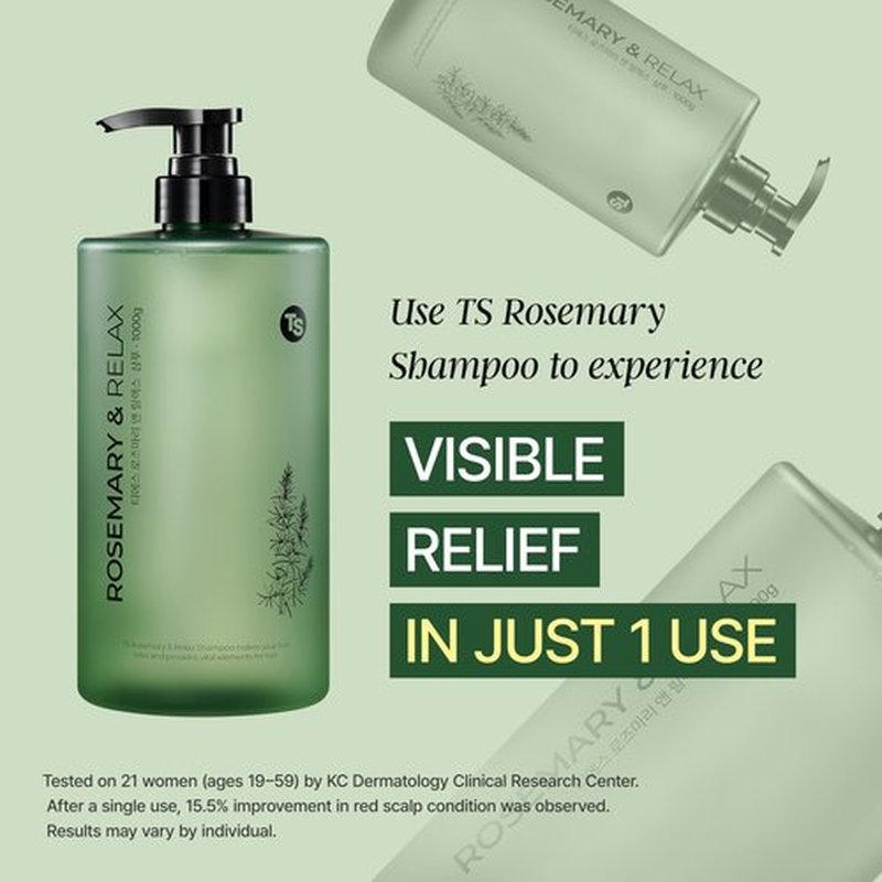 TS Rosemary & Relax Shampoo (1000g) Hydrating & Calming | Natural Ingredients | Sulfate-Free | Korean Shampoo (35.2 Fl oz)