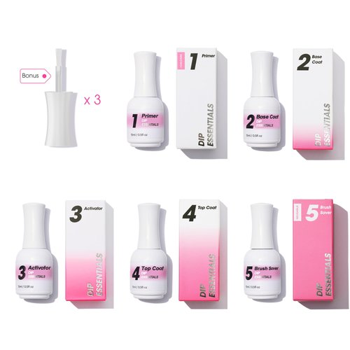 NAGAIA Premium Nail Dipping System, Dip Essential Liquid Set, All In One Dip Liquid Kit, Home & Salon Nail Dipping Manicure, Air Dry Dip Powder System, Salon Acrylic Nail Alternative, 3 Replaced Brush