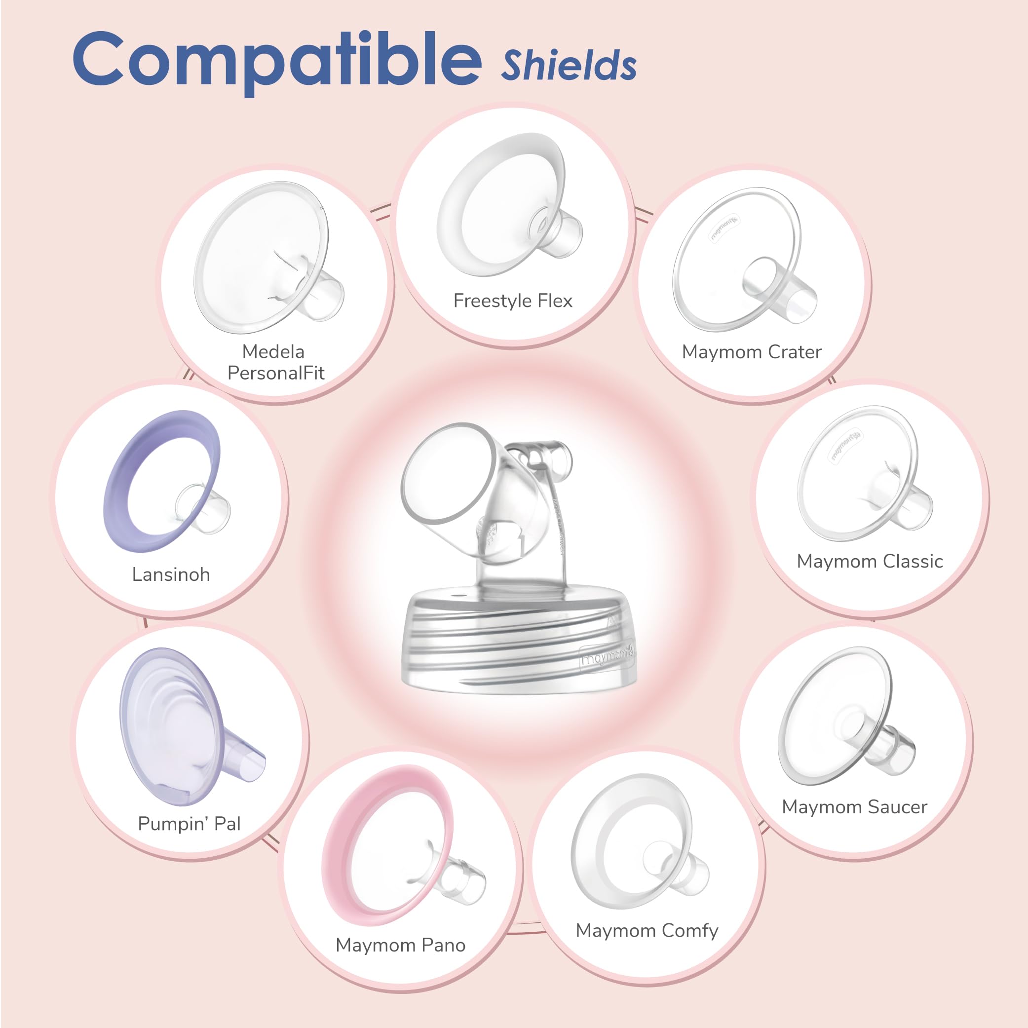 Maymom Widemouth Connector 2pc Compatible w Spectra S1 Spectra S2 Pump; Compatible with Medela PersonalFit Shield, Pumpin Pal Shield, Lansinoh Flange, Maymom MyFit Shields, MyFit Crater Shield