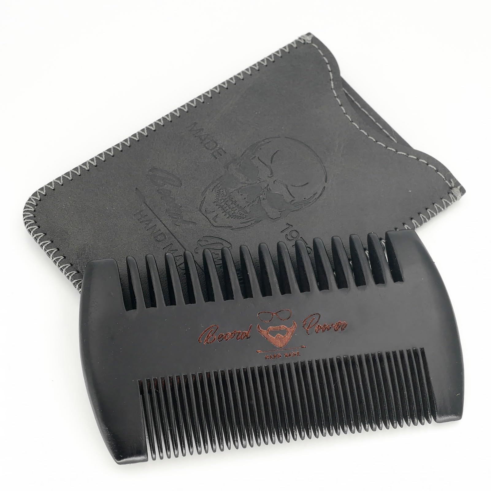 Menesia Black Wooden Beard comb for Men with Travel Case