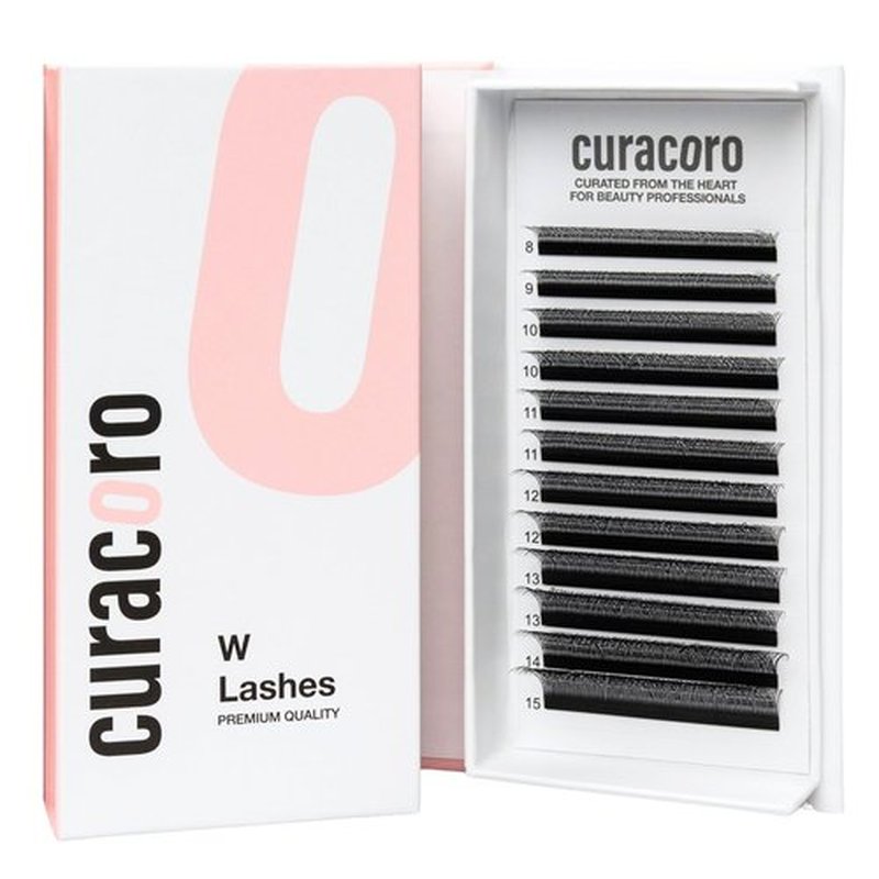 Curacoro W Eyelashes Extensions - 3D Handmade Volume Eyelashes, 0.07 D Curl 12mm Length, Full Fluffy Volume Look, Long Lasting & Easy Application