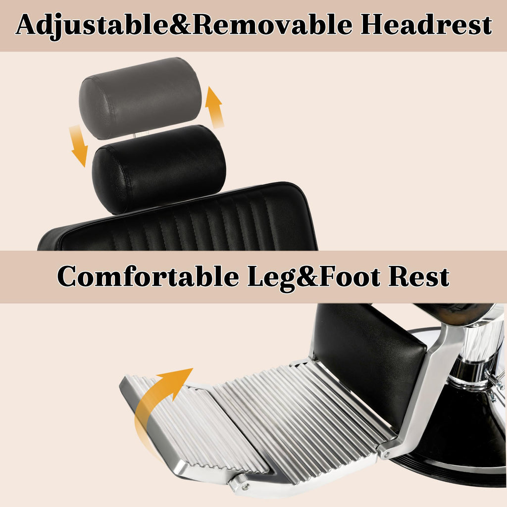 Hicomony Barber Chairs for Barbershop Heavy Duty, Professional Black Reclining Barber Salon Chair for Hair Stylist, Heavy Duty Beauty Shampoo Armchair for Salon Spa Home