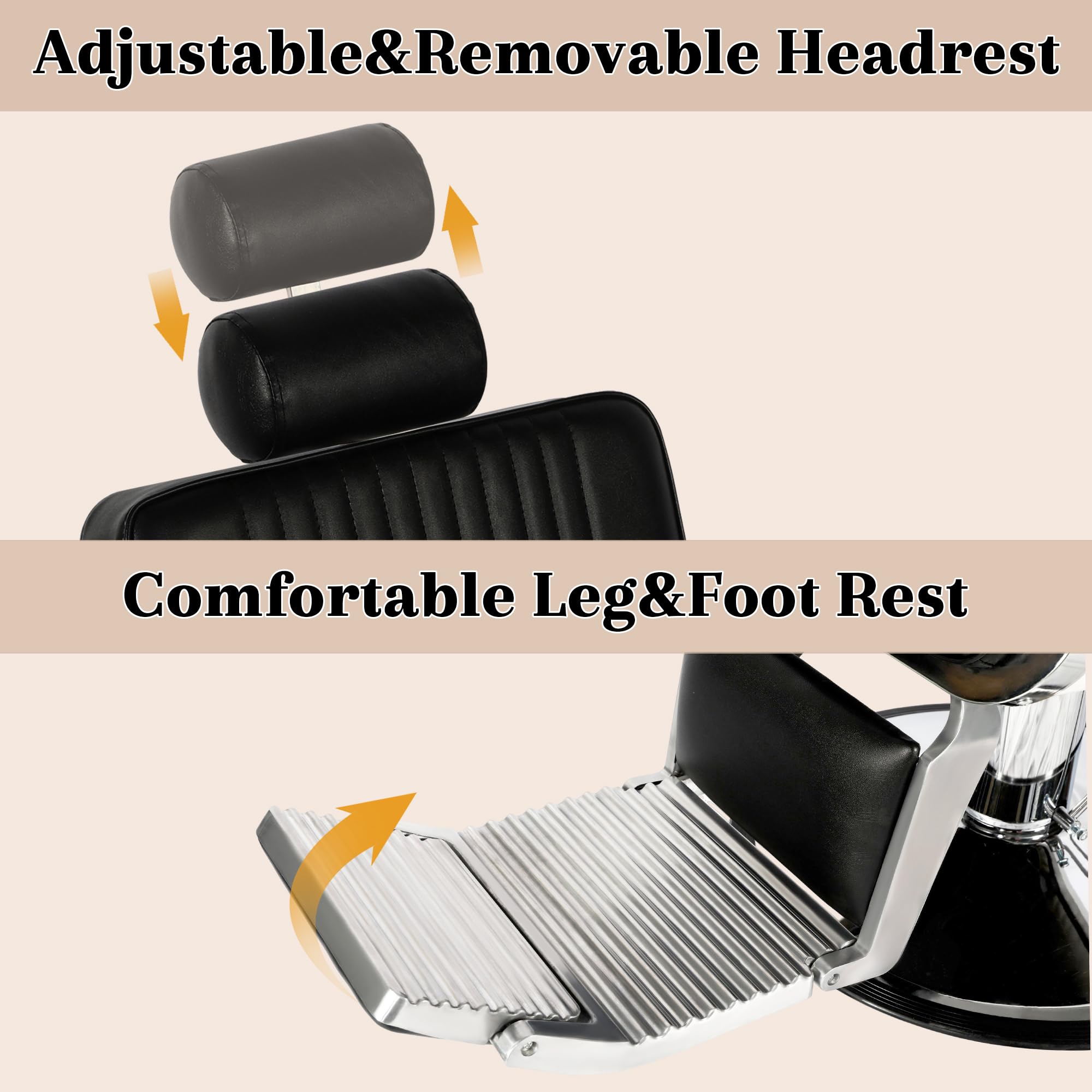 Hicomony Barber Chairs for Barbershop Heavy Duty, Professional Black Reclining Barber Salon Chair for Hair Stylist, Heavy Duty Beauty Shampoo Armchair for Salon Spa Home
