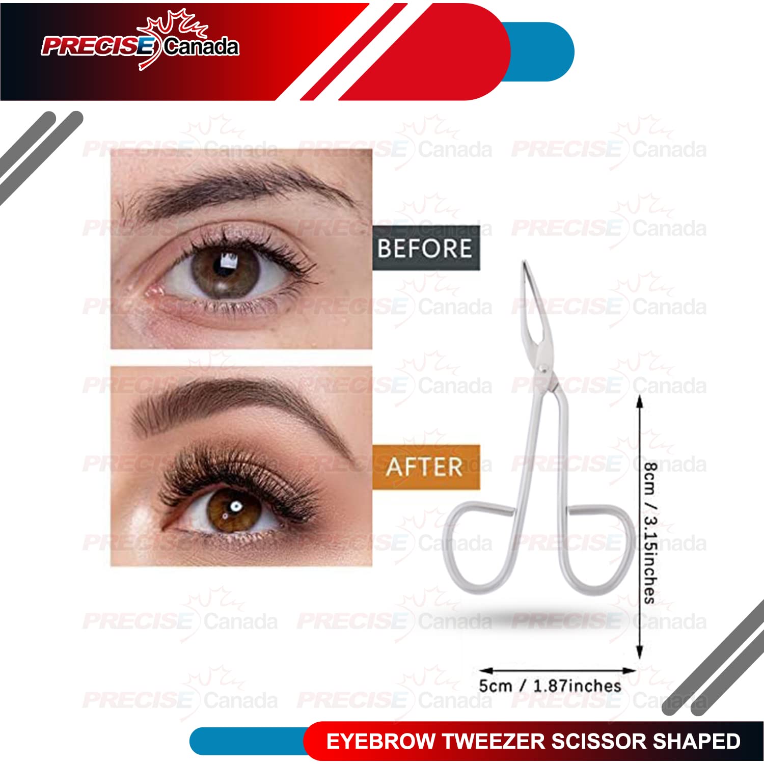 Precise Canada: Eyebrow Tweezer Stainless Steel Scissors Shaped Slant Tip Tweezer Clip