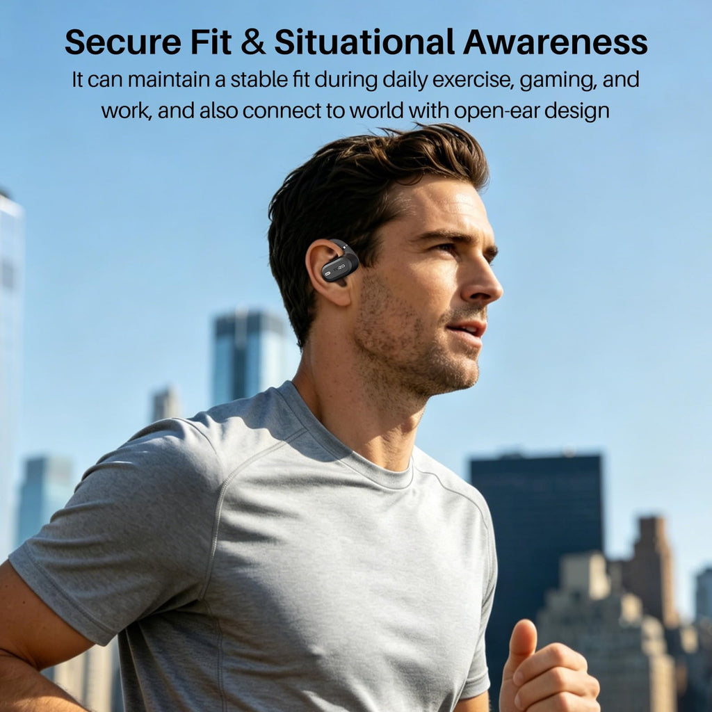 TOZO OpenWear Open Ear Earbuds, AI Translation Earbuds Real Time 145+ Languages, 60H Translator Ear Buds Audifonos Traductores Inglés Español, Bluetooth Headphones 5.4 with Smart Display for Office