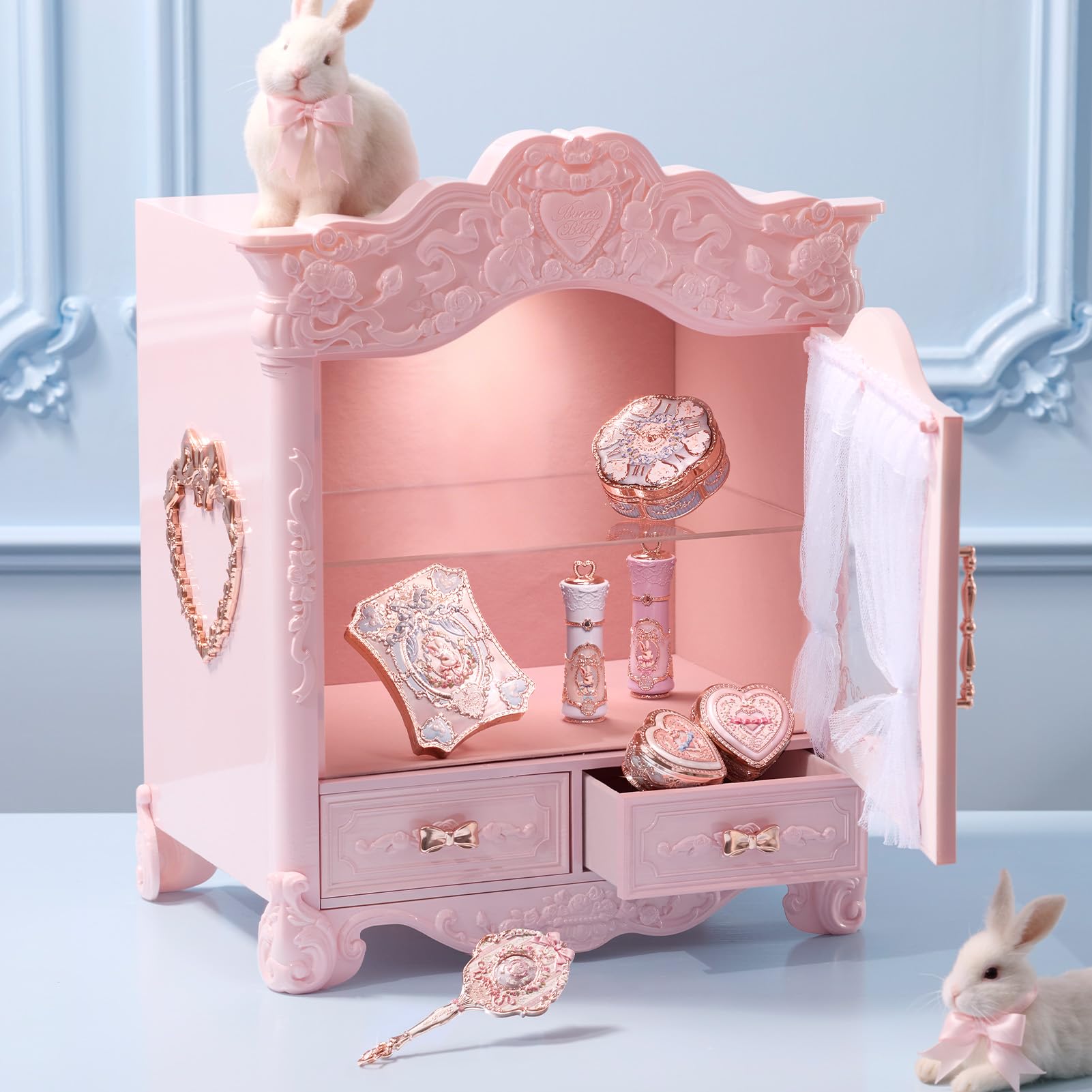 Flower Knows Bunny Garden All-In Box Set,All in One Full Cosmetics Makeup Kit,Perfect Easter Holiday Birthday Make Up Gift(Cushion Cream Foundation C01)