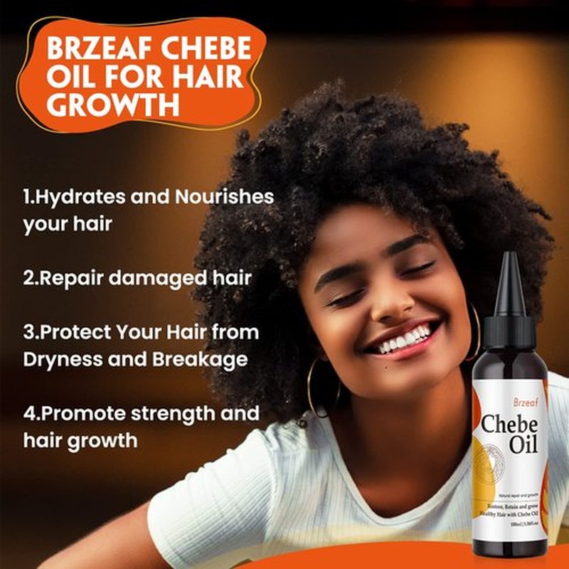 Brzeaf Natural Chebe Oil from Chad - 3.38OZ, Moisturizing African Scalp and Hair Oil for Promoting Growth, Deterring Breakage & Deep Conditioning