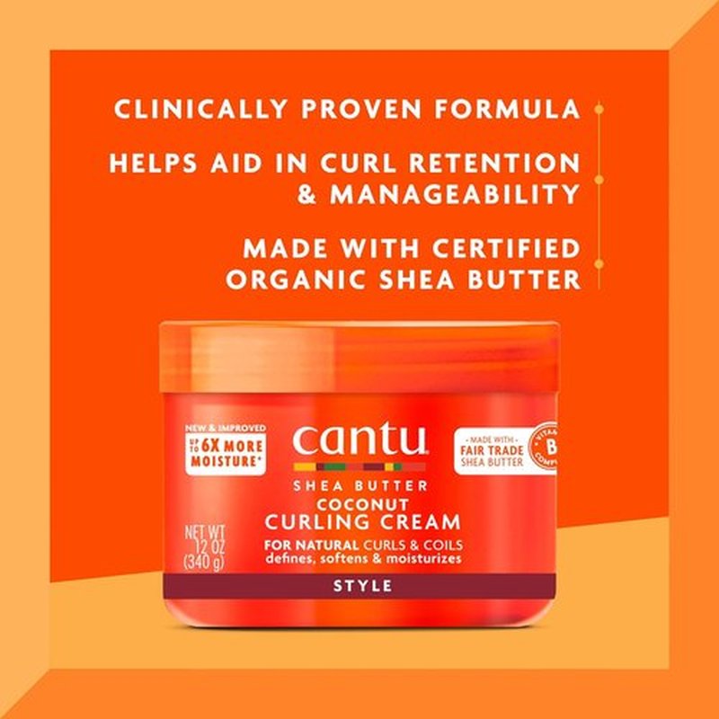 Cantu Coconut Curling Cream - Nourishing Shea Butter Formula for Natural Hair, 12 oz