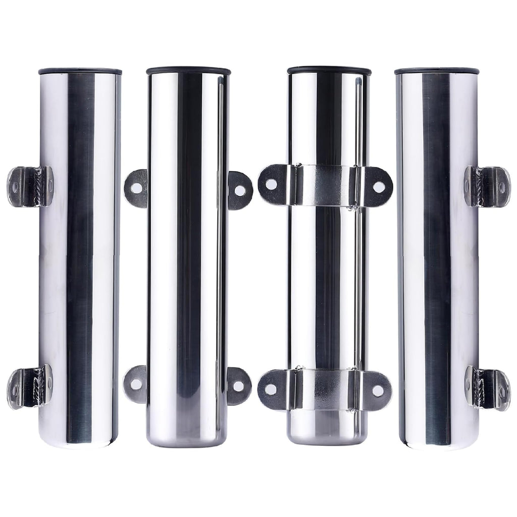 NovelBee 4pcs Fishing Rod Holders,Stainless Steel Boat Pole Holders with Weld Brackets,Side Mounted Transom Mounted Rod Holders for Kayak Marine