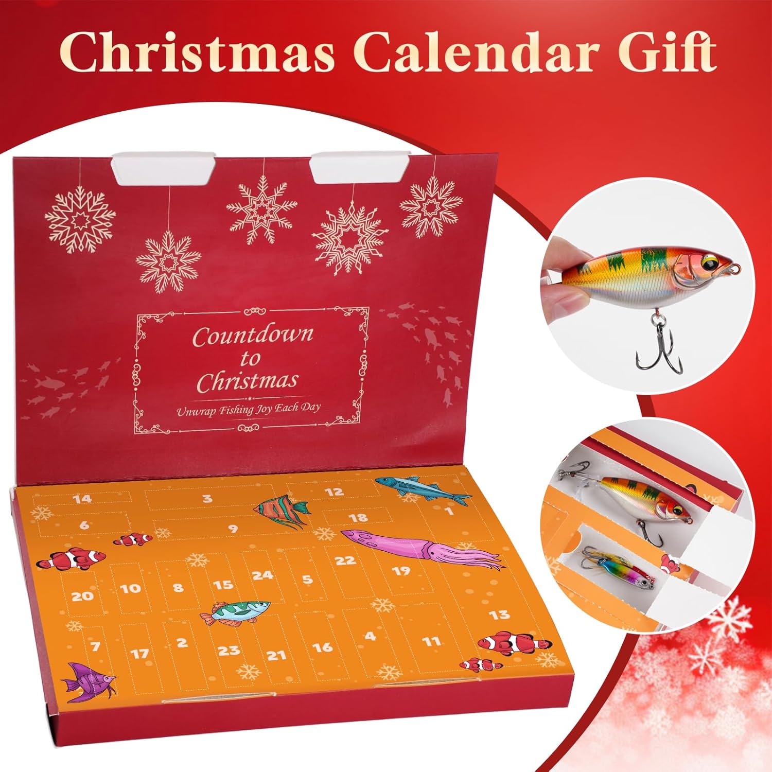 Advent Calendar 2025 Fishing Lure Set - 24 Soft & Hard Lures for Freshwater & Saltwater Fishing Gifts