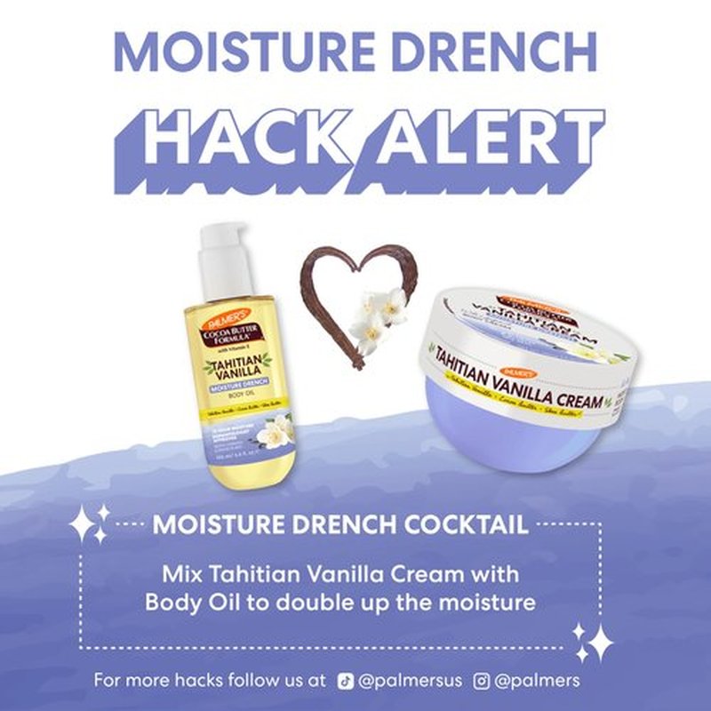 Palmer's Cocoa Butter Formula Body Cream, Moisture Drenching Tahitian Vanilla, 8.8 Oz, 72Hr Hydration with Shea Butter & Vitamin E for Softer Skin, Protects & Soothes Dryness, Dermatologist Approved