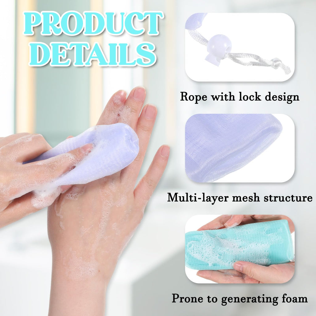 10 PCS Mesh Soap Bags for Soap Bars Exfoliating Mesh-Soap Pouch Foam Net Sleeve for Soaps Sleeve Bubble Foaming Nets Pocket with Drawstring for Face Body Cleaning (Multicolor)