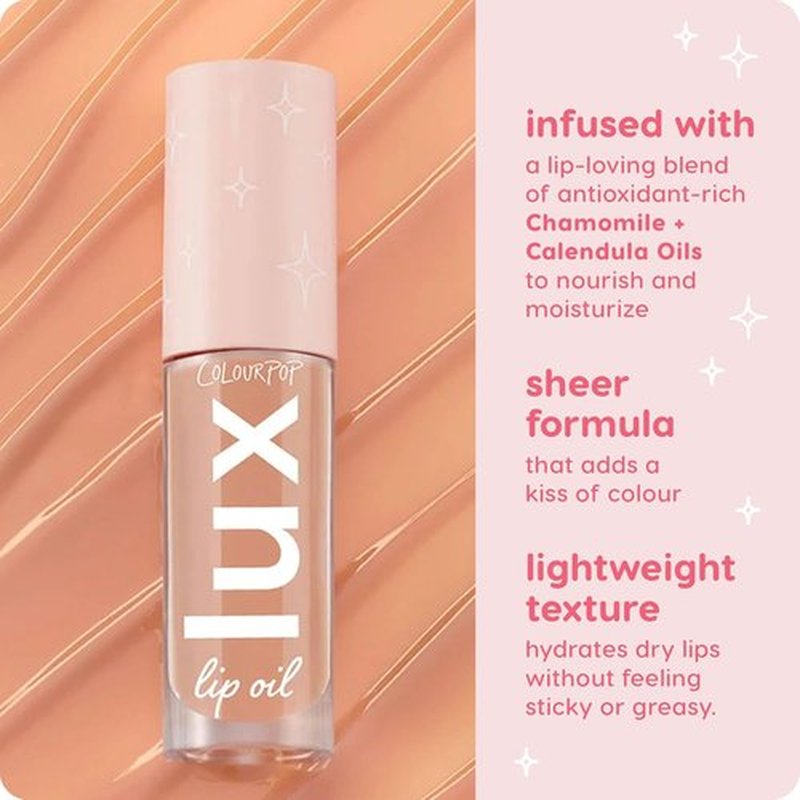 ColourPop Lux Lip Oil - Hydrating Sheer Tinted Formula with Antioxidants - Soft Warm Nude | Skinny Dip (0.16 oz)