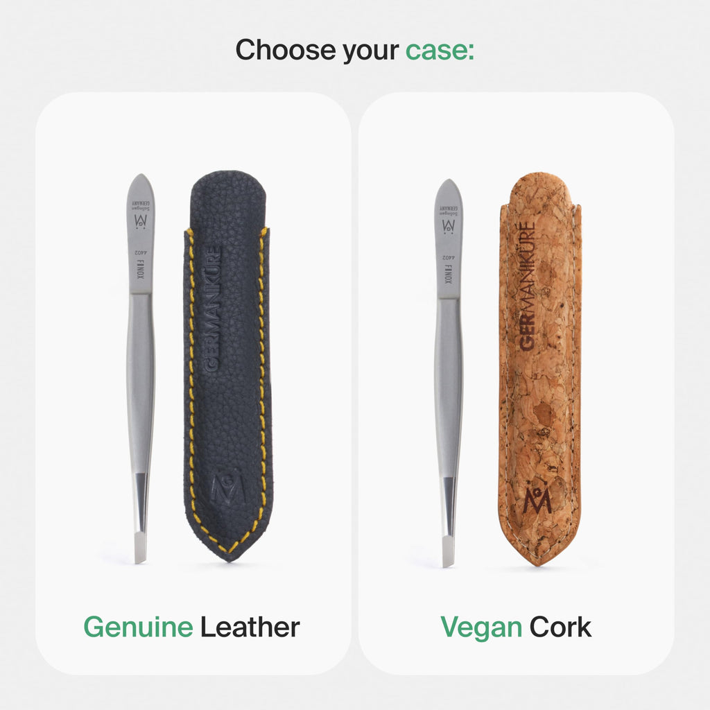 GERMANIKURE Slanted Tweezers in Cork Case - Made in Solingen Germany