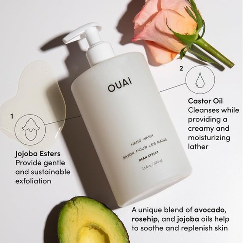 OUAI Hand Wash - Gentle Liquid Soap with Jojoba, Avocado & Rose Hip Oil for Replenished Skin | 16 Fl Oz