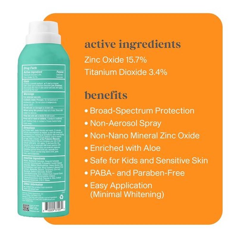 Thinksport Kids Sunscreen Spray - SPF 50 Mineral Protection | Water-Resistant, 6 Fl Oz, Natural Zinc Oxide