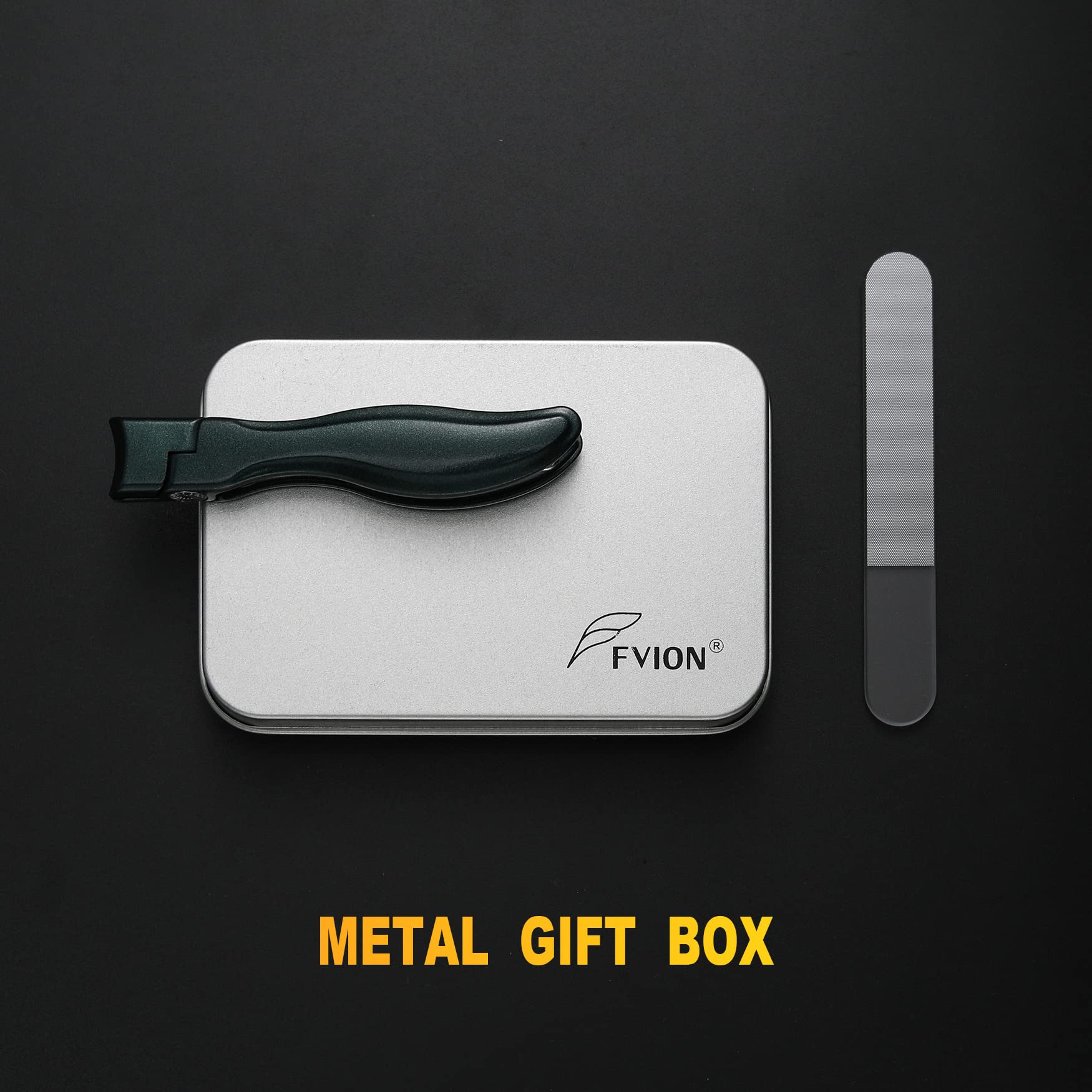 FVION Nail Clipper for Thick Fingernail and Toenail, Wide Jaw Nail Clippers with Crystal File, Large Toe Nail Clipper with Catcher for Men and Women, Nail Cutter Set - Green