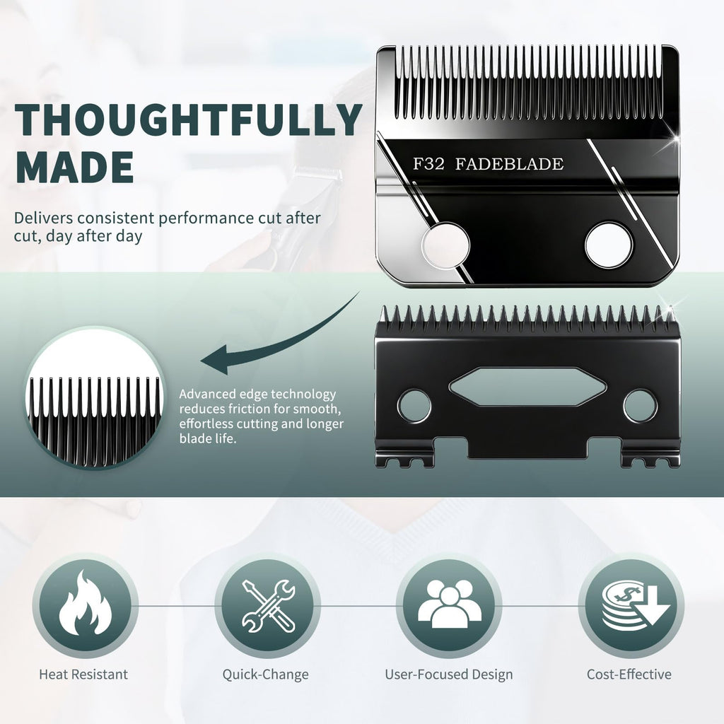F32 Replacement Blades, Zero Adjustable & High Precision, Compatible with Wahl 5 Star Vapor Clipper Professional F32 Fadeout Blade (1 Pack)