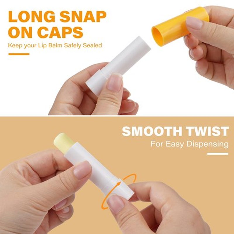 LotFancy Lip Balm Tubes Empty, 28Pcs 4.5ml, BPA Free & Leak Free, Durable Lip Balm Container Tubes with Yellow Caps, Refillable & Reusable