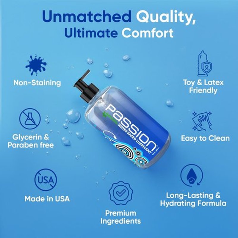 Passion Natural Water-Based Personal Lubricant - 16 Fl Oz | Premium, Non-Sticky & Easy-to-Clean Formula