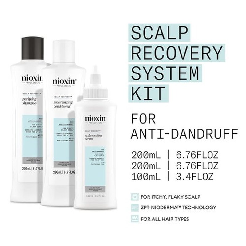 Nioxin Scalp Recovery Anti-Dandruff System Kit - Relieves Itchy & Flaky Scalp | Trial Size