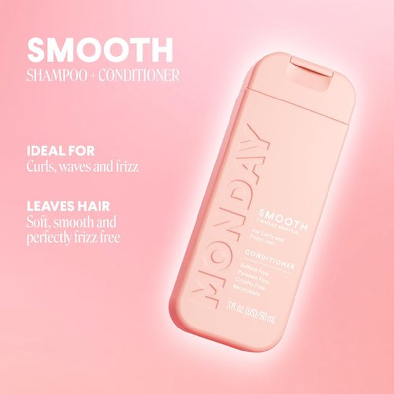 MONDAY Haircare SMOOTH Shampoo + Conditioner with Wheat Protein & Avocado Oil for Frizz-Prone Hair 90 mL (Dual Set)