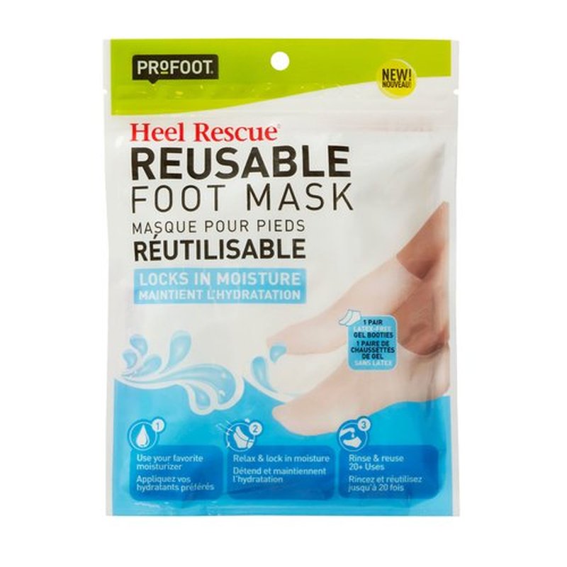 Heal+Rescue Reusable Foot Mask, 1 Pair Latex-Free Gel Booties