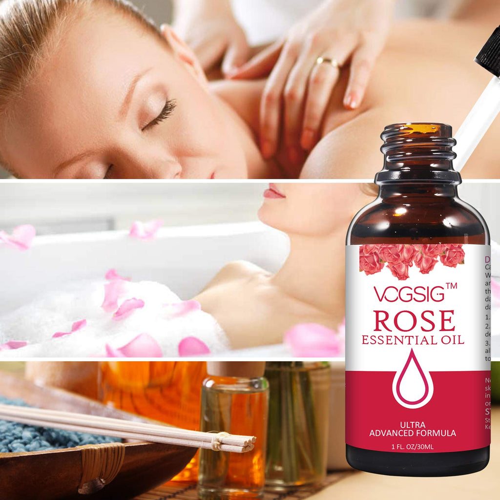 VOGSIG Rose Essential Oil 30ml - Aromatherapy, Skin Moisturizing, Anti-Aging, Reduce Pigmentation, Quickly Absorbed
