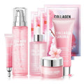 Skin Care Set-Travel Skincare Kit-Collagen Sakura Set with Mask,Eye Cream,Cleanser,Serum,Face Cream,Toner for Gift Sets for Teen Girls,Facial Skin Care Sets for Women Wife Teen Girls
