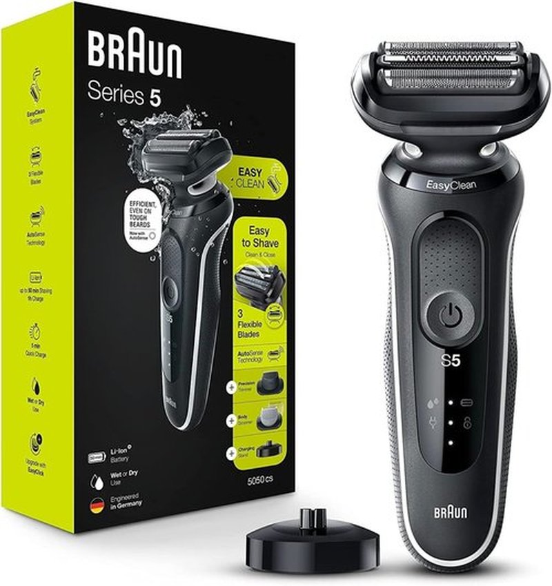 Braun Electric Razor - Waterproof Foil Shaver Series 5 5050cs | Wet & Dry Shave with Beard Trimmer & Groomer, Blue