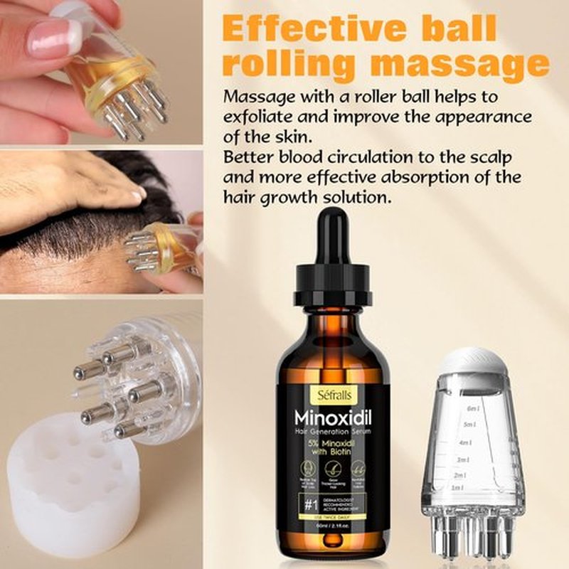 5% Minoxidil Hair Growth Oil for Men & Women Kit - Extra Strength Regrowth Serum, Topical Hair Loss Treatment Serum, Thicker, Healthier Hair & Beard Growth Kit, 2.11 fl.oz