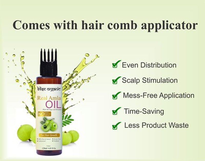 Blise organic Real Amla Oil -100% Pure, Cold Pressed and Natural, For Skin and Hairs, with Brahmi and Moringa, Soil to Oil Certified, No artificial Fragrance, No added Colors, Unrefined, Extra Virgin,