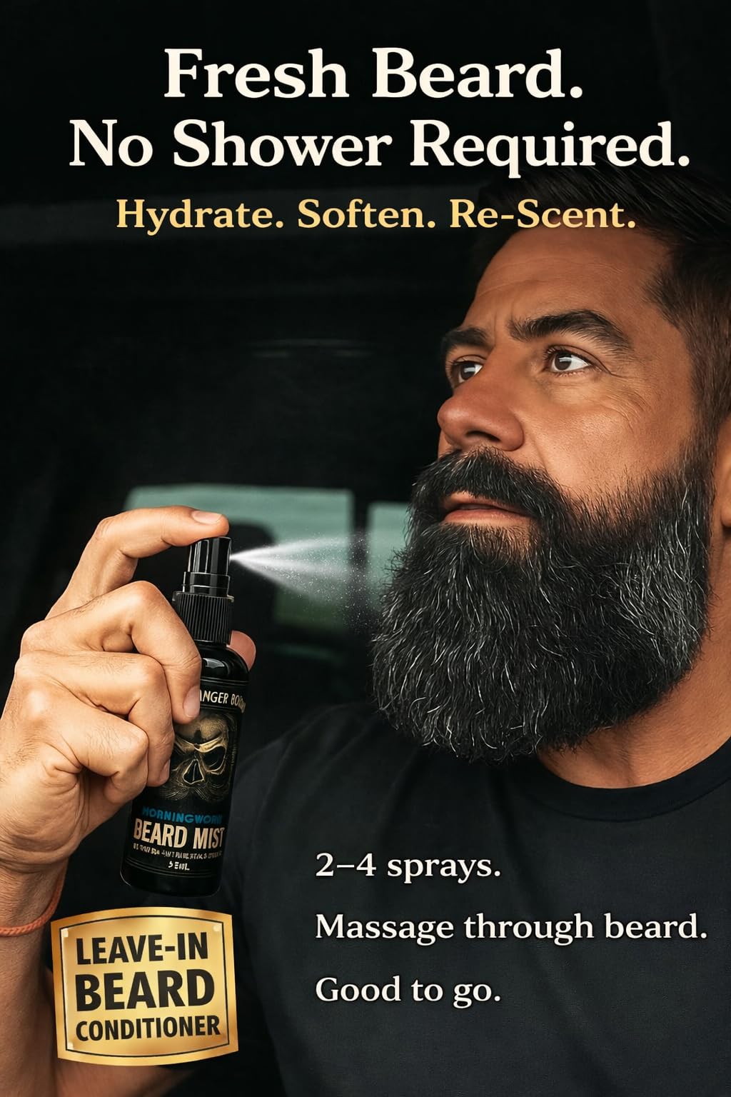 Beard Mist - Beard Cologne & Conditioning Spray for Men – Leave-In Beard Conditioner with Aloe & Jojoba – Hydrates, Softens, Reduces Itch & Never Feels Greasy