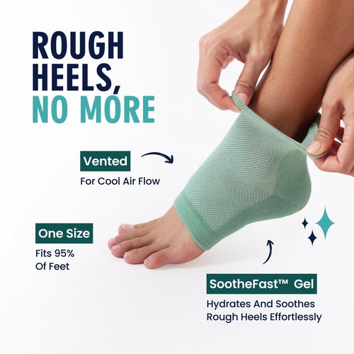 Dr. Frederick's Moisturizing Heel Socks - Olive Oil & Vitamin E Infused - 2 Pairs - Green Aloe for Cracked Heels