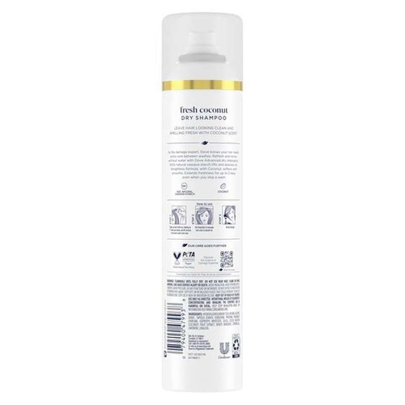 Dove Advanced Dry Shampoo - Fresh Coconut Formula for Clean, Revived Hair | 7.3 oz