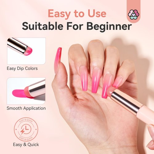 SAVILAND Silicone Ombre Nail Brush: 2PCS Reusable Chrome Nail Powder Applicator Brush for Ombre Aura Nails Ombre Nail Brush Nails Art Gradient Painting Brushes for beginners