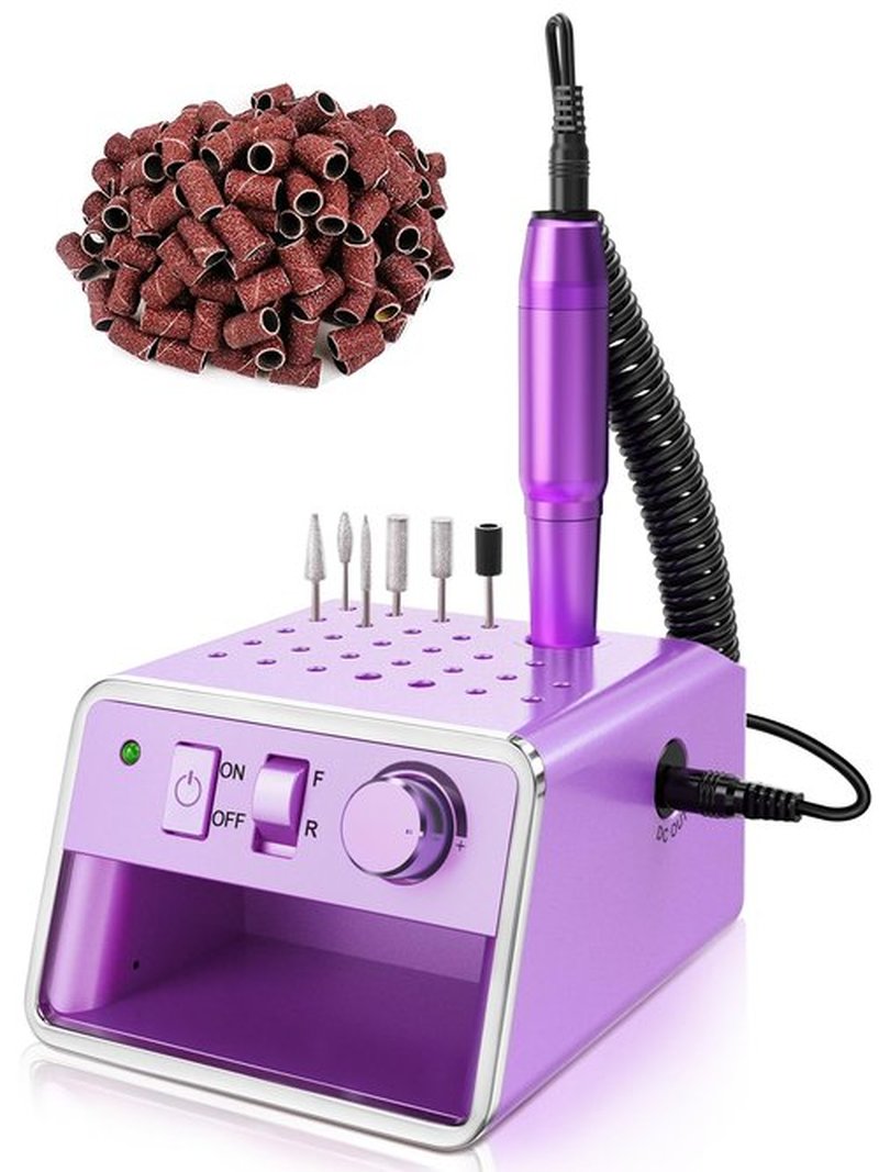 Subay Nail Drill Machine Electric File, Portable for Acrylic Gel Dip Powder Nails, Nail Drill Kit for Manicure Pedicure, Nail Set with Everything, Purple