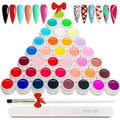 36 Colors Nail Art Gel Paint Kit, 38PCS Polish Set With Brush for DIY Design At Home, Solid Polish for DIY, Nails Kits Gift for Women