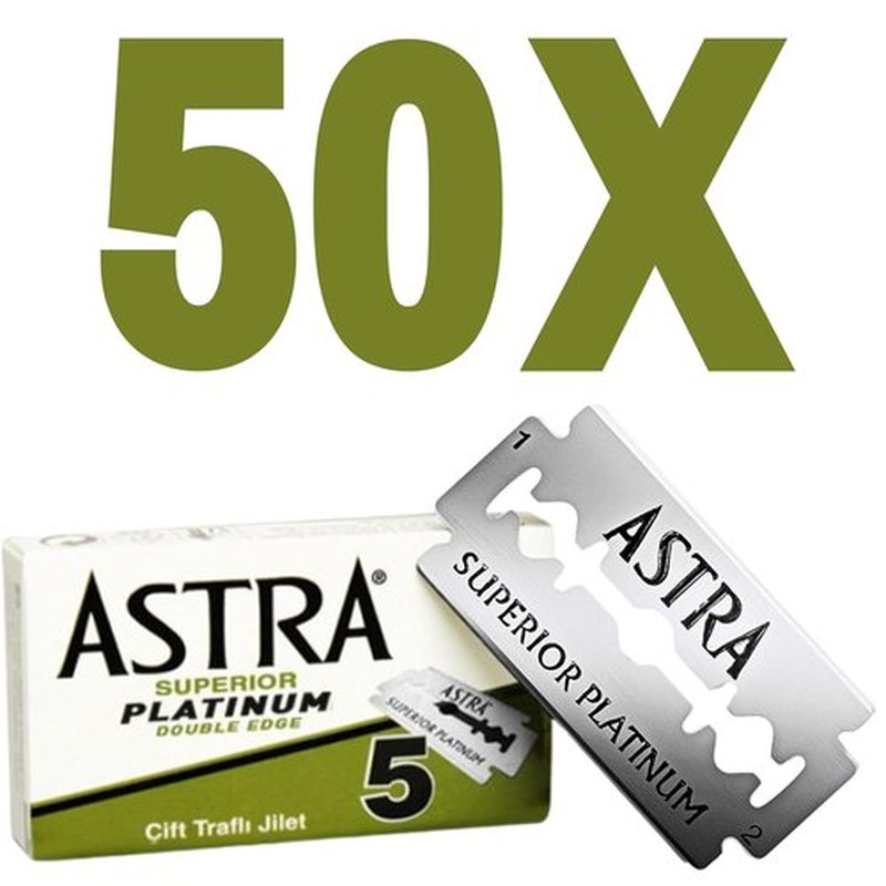 Astra Platinum Double Edge Safety Razor Blades - 50 Premium Blades for a Smooth Shave