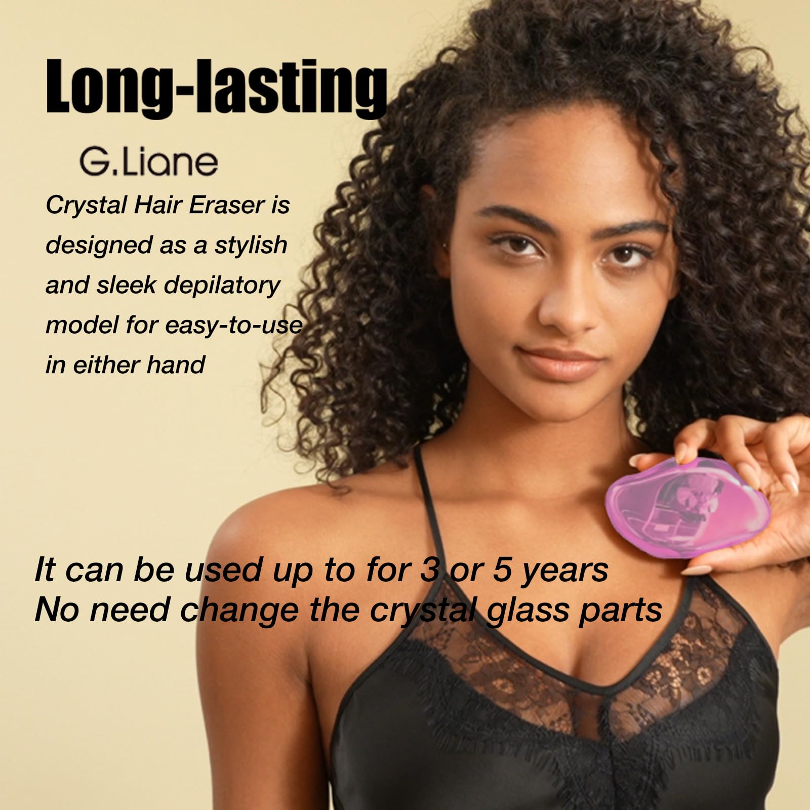 G.Liane Crystal Hair Removal,Upgraded Painless Crystal Hair Remover,Nano Glass Hair Eraser Device and Skin Exfoliation,Epilator for Women and Men(Light Pink)