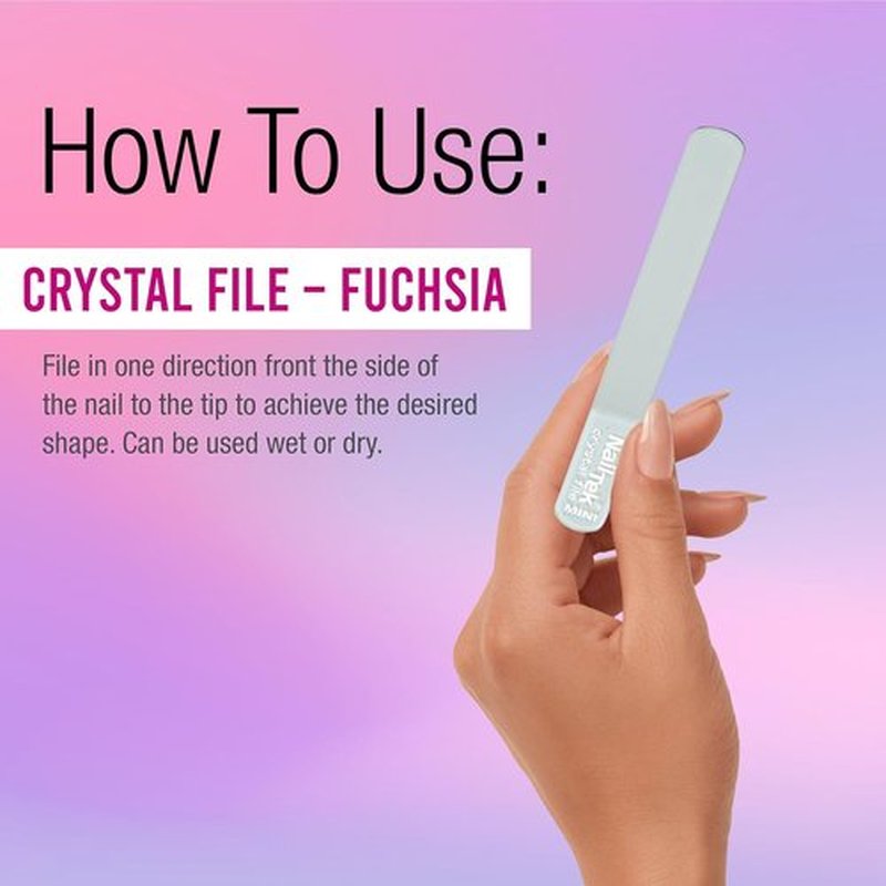 Nail Tek Crystal File - Durable Glass Nail File with Case | Travel-Friendly Mini 3" in Fuchsia