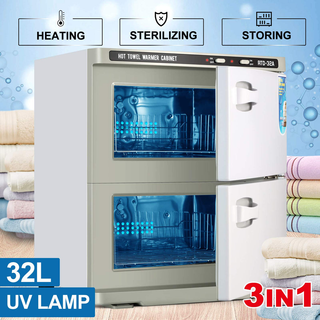 Artist hand Hot Towel Warmer for Spa, 32L Large Capacity Spa Towel Warmer Cabinet, Fast Heating, 2 Stainless Steel Racks, Bathroom, Esthetician, Salon, Facial, Family Use (32L, White)