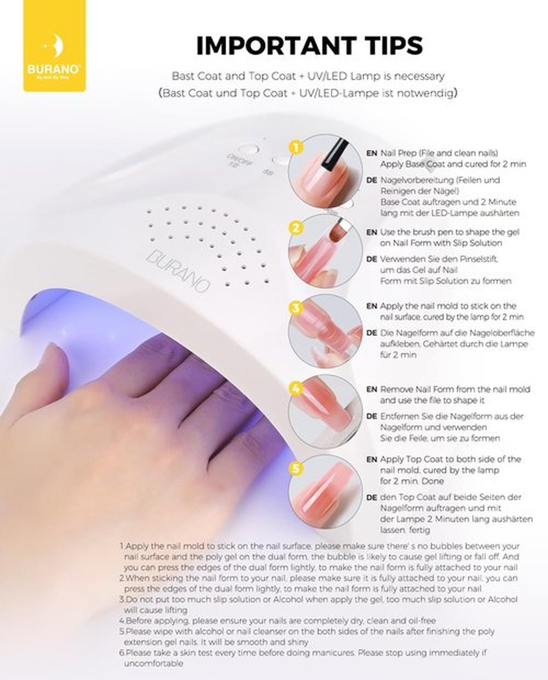 BURANO Poly Extension Gel Nail Kit, 6 Colors Nail Poly Nails Builder Gel Set for Beginner & Professional Using, DIY Starter Kit Nail Art Gift (glitter)